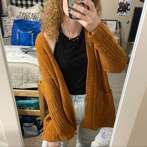 AMERICAN EAGLE soft knit cardigan pockets brown size medium